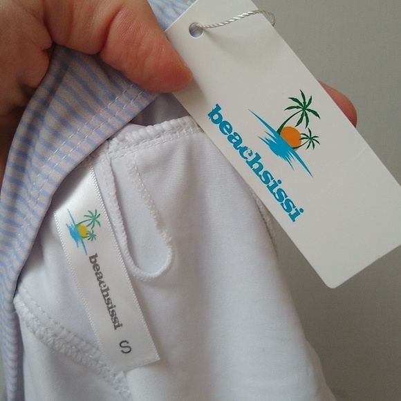 STRIPE Print Belted Cute One Piece Swimsuit Size Small NWT - Picture 4 of 5